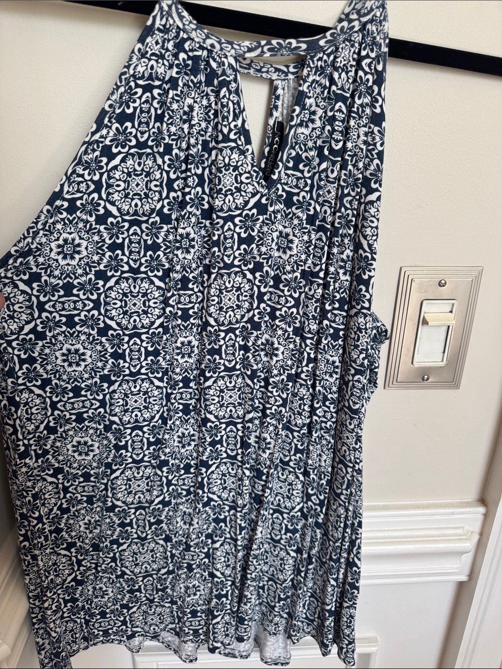 Papermoon Navy and White Printed Halter Blouse